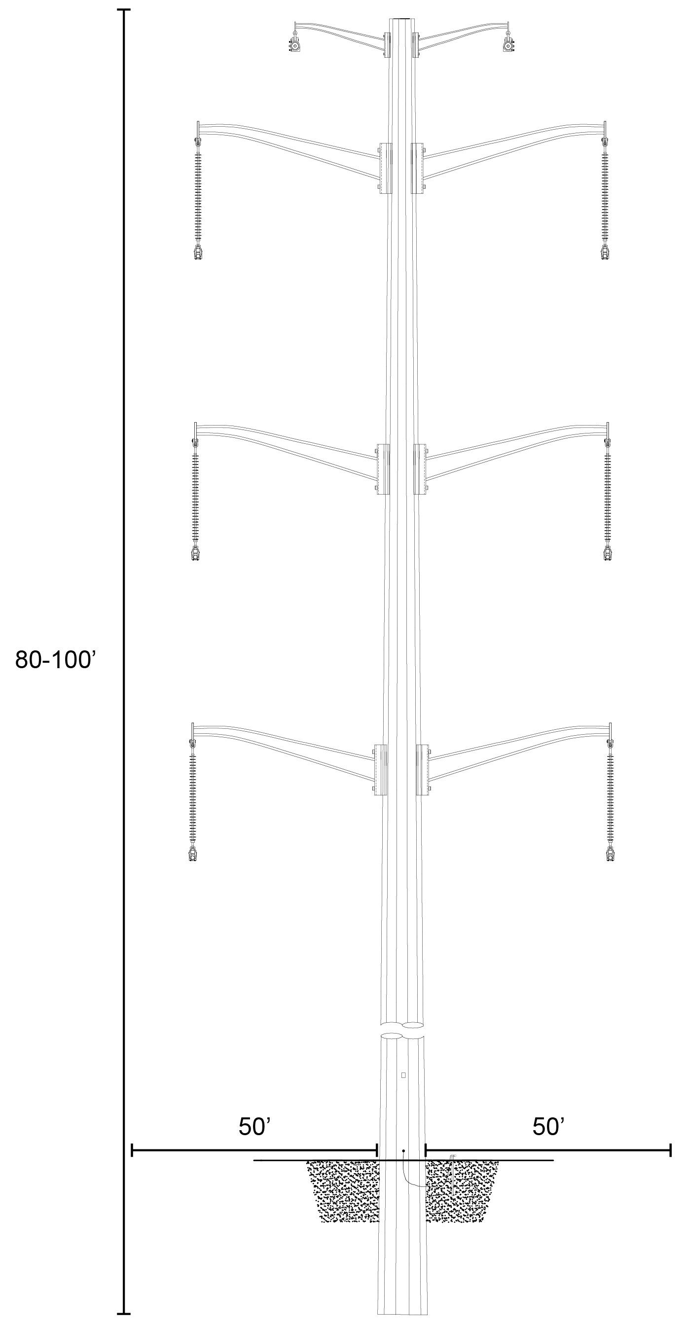 Double Circuit 115 kV Tangent Steel Monopole